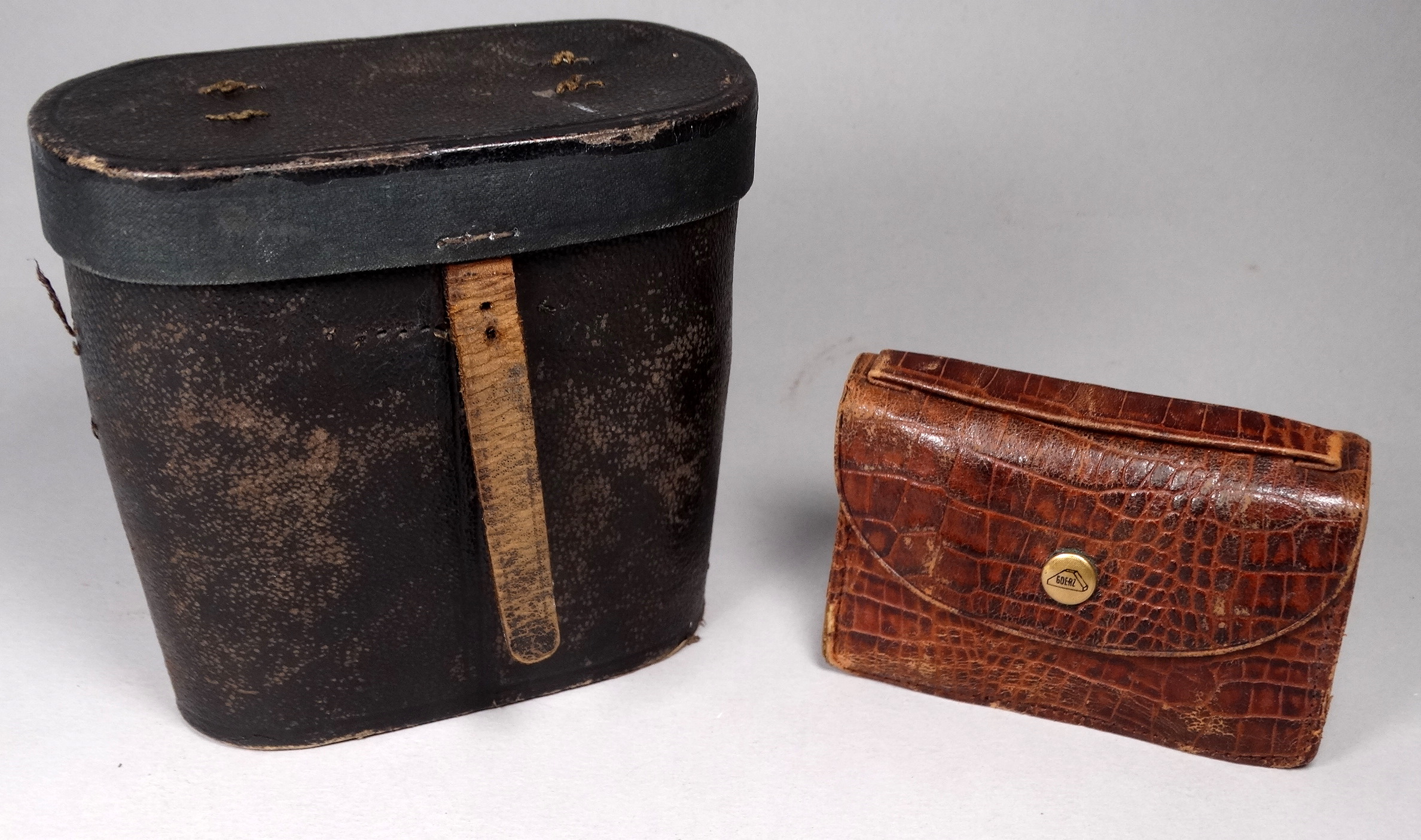 A pair of late 19th century field glasses - leather clad barrels and case, together with a pair of - Image 2 of 5