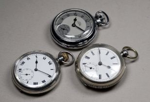 A silver cased open face pocket watch - Brimingham 1892, circa 1892, the white enamel dial set out