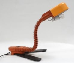 A Cobra desk lamp by Masayuki Kurokawa - with yellow shade and ochre flexible stand, height 33cm.