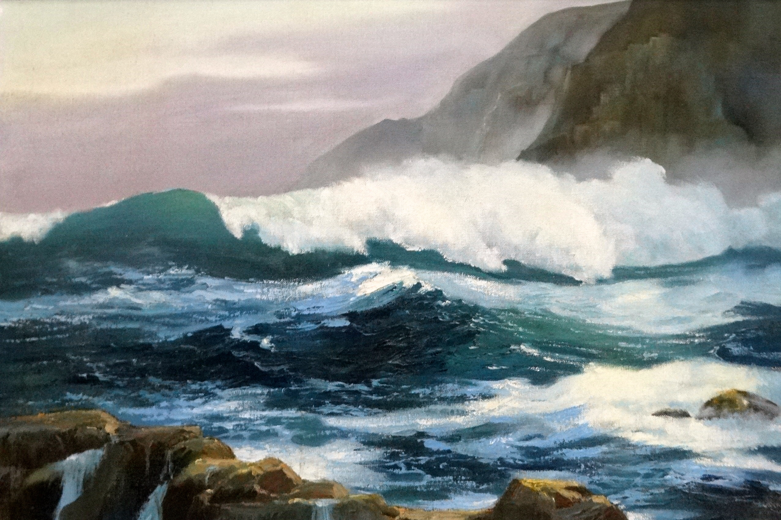 Richard Oliver BONNEY (1902-1984) North Cornish Coast Oil on canvas Inscribed and titled verso