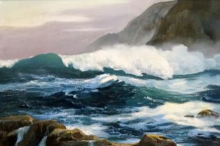 Richard Oliver BONNEY (1902-1984) North Cornish Coast Oil on canvas Inscribed and titled verso