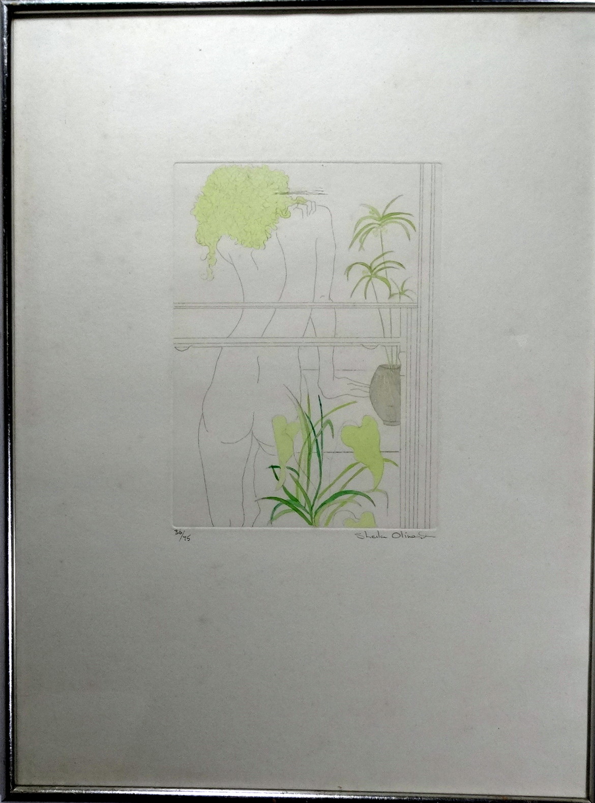 # Sheila OLINER (British 1930-2020) Nude at a Window Etching in colours Signed and numbered 36/75 - Bild 2 aus 4