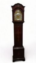 An early 20th century mahogany longcase clock - the case with floral inlay, the brass dial with