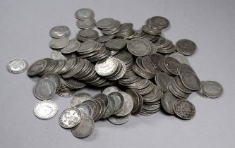 A quantity of mostly pre 1920 3d coins - weight 339g.