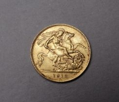 A George V half sovereign - dated 1912.