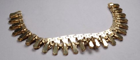 A 14ct gold fringe necklace - length 44cm, weight 42.8g.