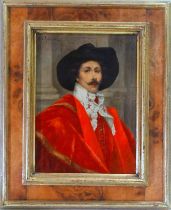 Alexis D'AMBROSSI (Italian 19th/20th Century) Portrait of a Cavalier with a Red Cloak Oil on board
