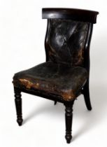 A William IV mahogany side chair - with leather button upholstered back and overstuffed seat, on