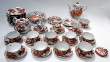 An early 20th Japanese tea service - for nine place settings, decorated with warriors. (qty)