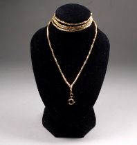 A 9ct box link necklace - of twin strands, length 45cm, weight 15.6g.