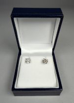 A pair of 18ct white gold circular brilliant cut diamond ear studs, diamond weight 1.41ct