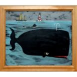 Steve CAMPS (British b. 1957) Whale, Seal and Schooner Oil on board Signed lower left Framed Picture