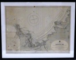 Admiralty chart for Newquay - circa 1935, incorporating a vignette of the Seven Stones 63cm x 80cm