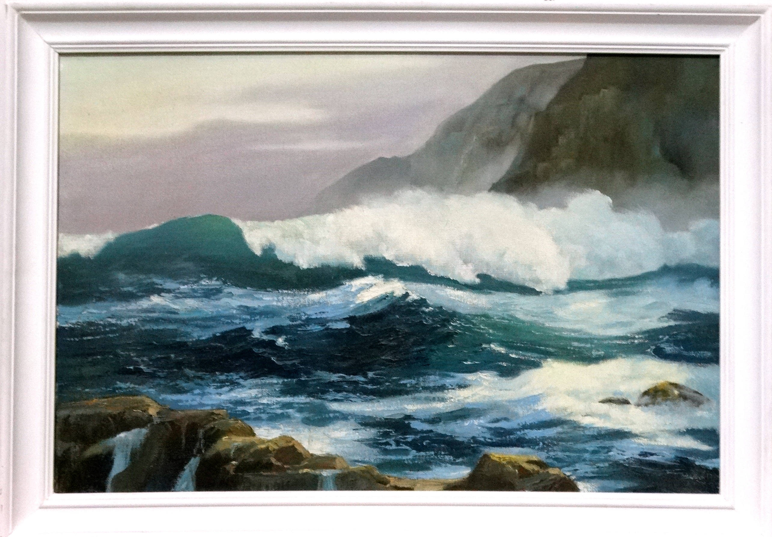 Richard Oliver BONNEY (1902-1984) North Cornish Coast Oil on canvas Inscribed and titled verso - Image 2 of 4