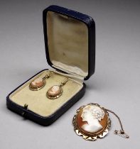 A 19th century cameo brooch within a 9ct frame - carved with an elegant woman within a pierced