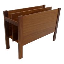 A 20th century teak canterbury by Guy Rogers for Heals - with two divisions of rectangular panels