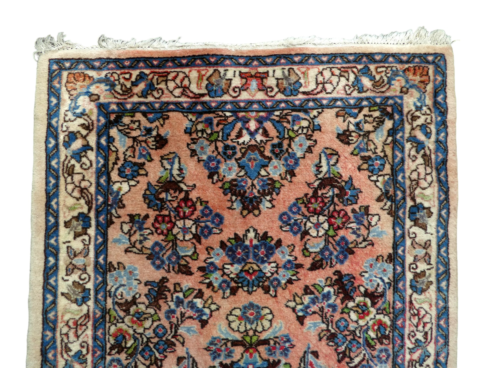 A Persian runner - with floral palmettes on a pink ground, 301 x 83cm - Image 2 of 3