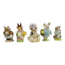A Beswick model of Mrs Rabbit - height 10cm, and three others, Miss Moppet, Lady Mouse, Appley