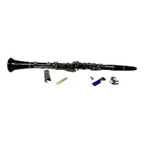 A Boosey & Hawkes clarinet - with nickel fittings and a selection of reeds.