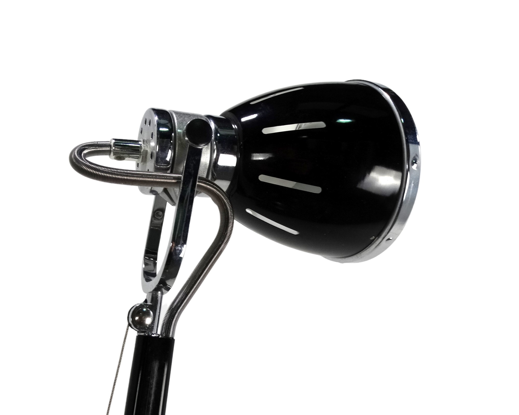 A floor standing black and chrome Anglepoise style lamp - raised on a ridged circular base, height - Image 6 of 6