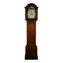 A 19th century oak longcase clock Thomas Lashmore of Southampton - the arched cream painted dial