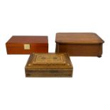 A 20th century marquetry box - of rectangular form and decorated in a Persian manner, width 24cm,