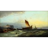William Harry WILLIAMSON (British 1820-1883) Fishing Vessels Off the Coast Oil on canvas Signed