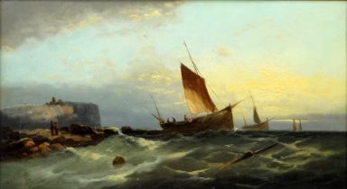 William Harry WILLIAMSON (British 1820-1883) Fishing Vessels Off the Coast Oil on canvas Signed