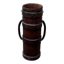 A late 19th century leather ammunition/artillery case - with three girdles and twin handles, the