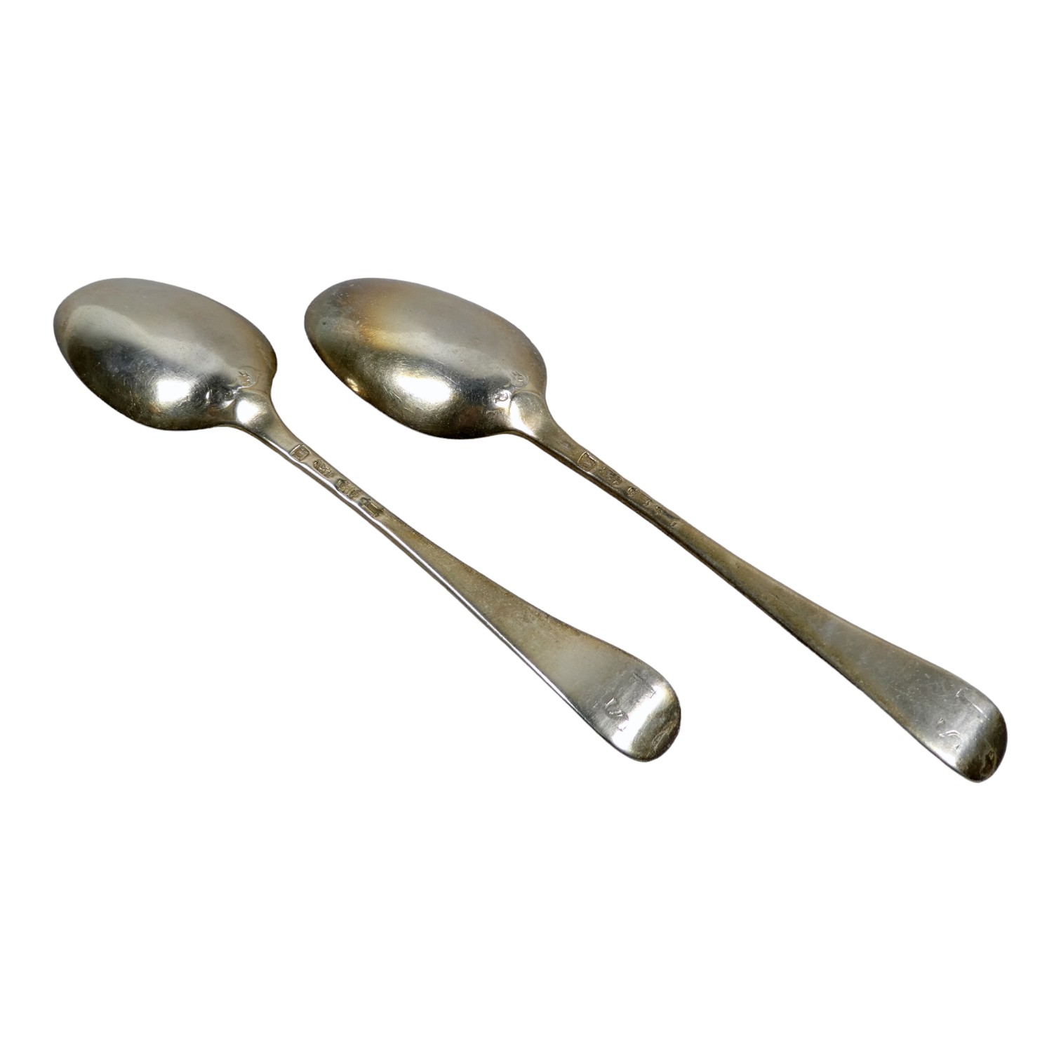 A pair of silver spoons - indistinct London marks, weight 110g, together with a white metal punch - Bild 3 aus 11