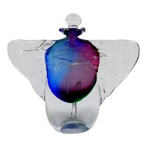 Chris COMINS (British b. 1954) - a perfume bottle, circa 1992, of winged form with a blue, pink