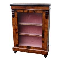 A Victorian walnut pier cabinet - the rectangular top above a plain frieze and glazed panel door