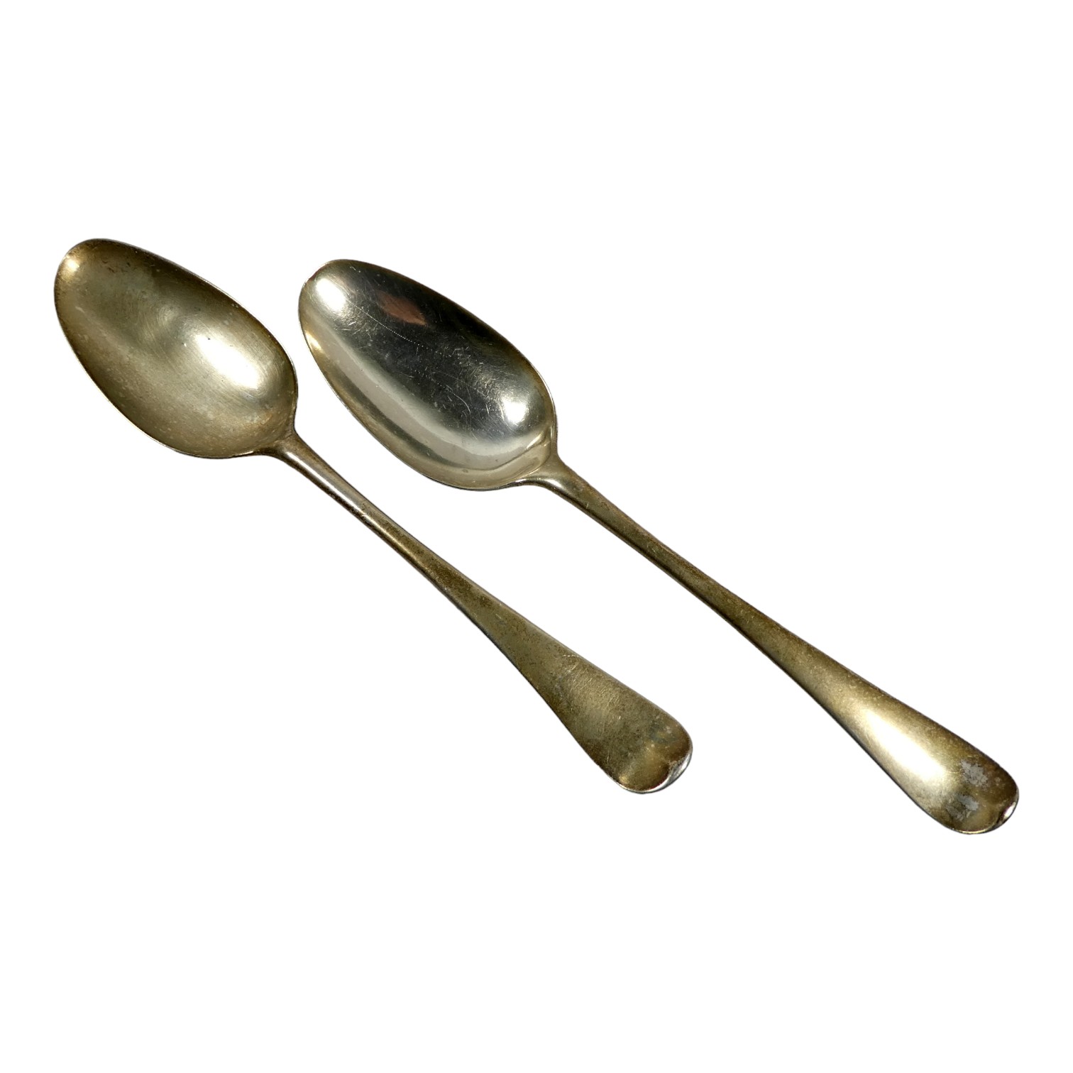 A pair of silver spoons - indistinct London marks, weight 110g, together with a white metal punch - Bild 2 aus 11