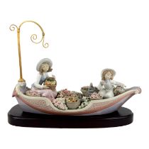 Lladro figure group - 'Flowers Forever', boxed, height 31cm.