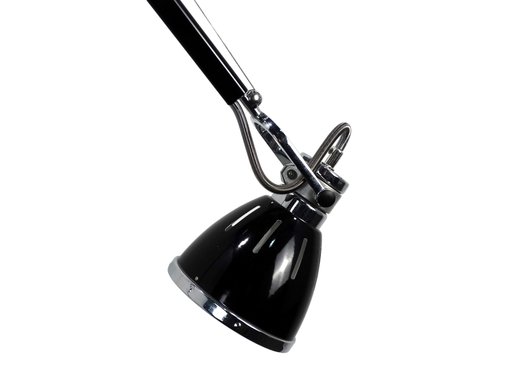 A floor standing black and chrome Anglepoise style lamp - raised on a ridged circular base, height - Image 4 of 6