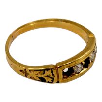 An 18ct gold and diamond set ring - with two absent stones, size R, 3.7g