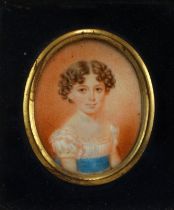 19th Century British School Portrait miniature of Wilmot Robyns nee Johns, aged four, wearing a