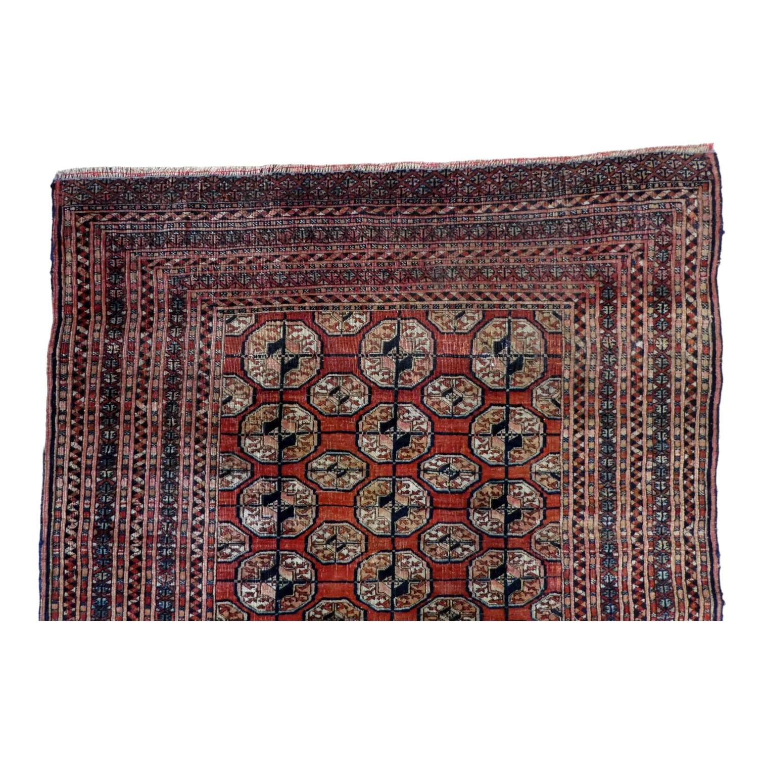 A Bokhara rug - decorated with an arrangement of gul motifs on a red ground, the border with - Image 3 of 4