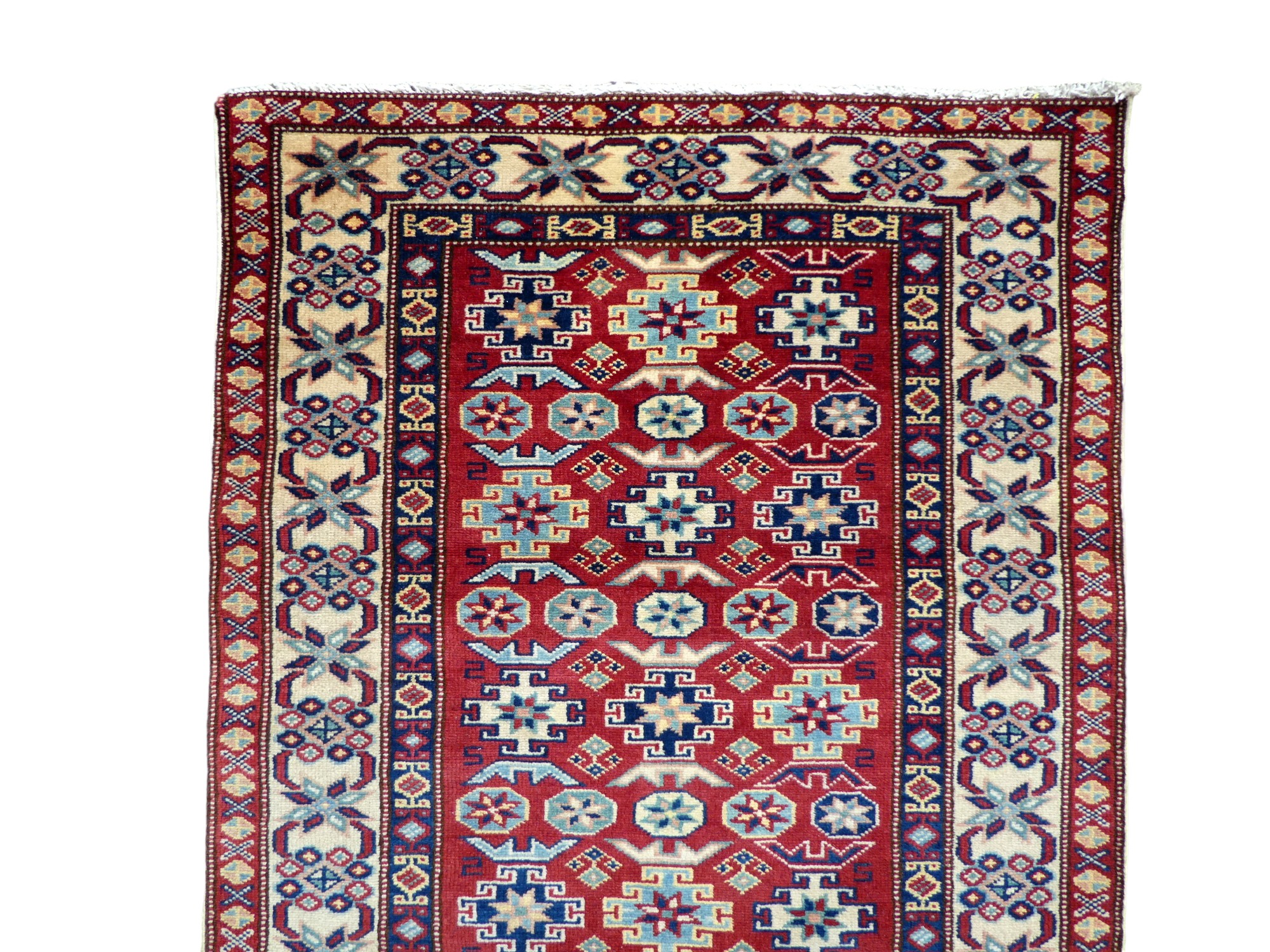 A Shirvan runner - with multiple small medallions on a red ground and multi-stripe border, 272 x - Image 2 of 3