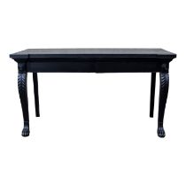 A 19th century side table - the rectangular inverted breakfront top above two frieze drawers and