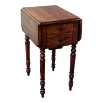 A William VI mahogany work table - the rectangular top with hinged flaps above a pair of drawers and