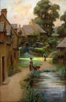 C. W. NORTON (British 19th Century) Cotswold Village Oil on board Signed lower right Framed