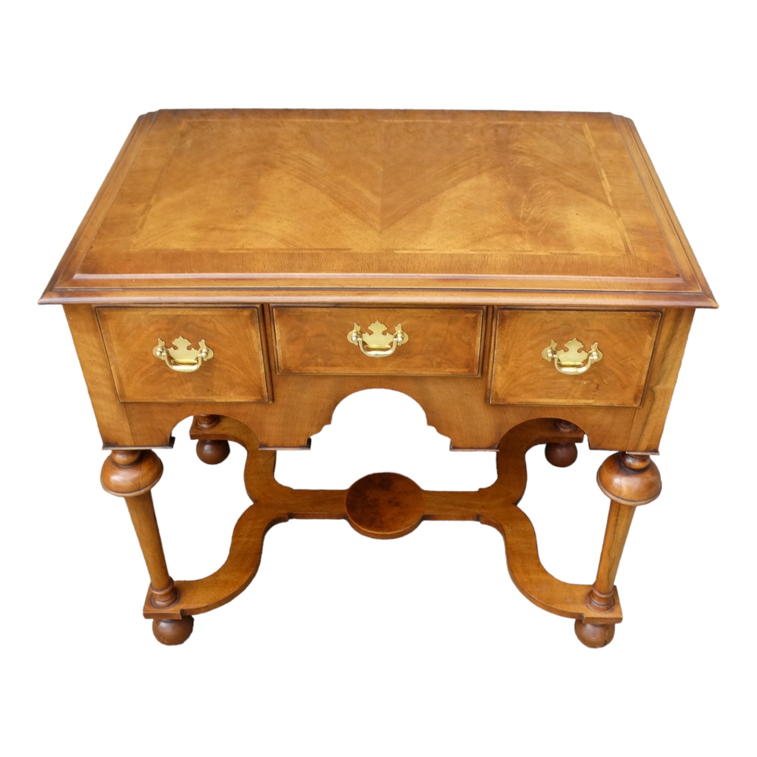 A walnut William and Mary style lowboy - the rectangular moulded top with cross banding above an - Image 2 of 6