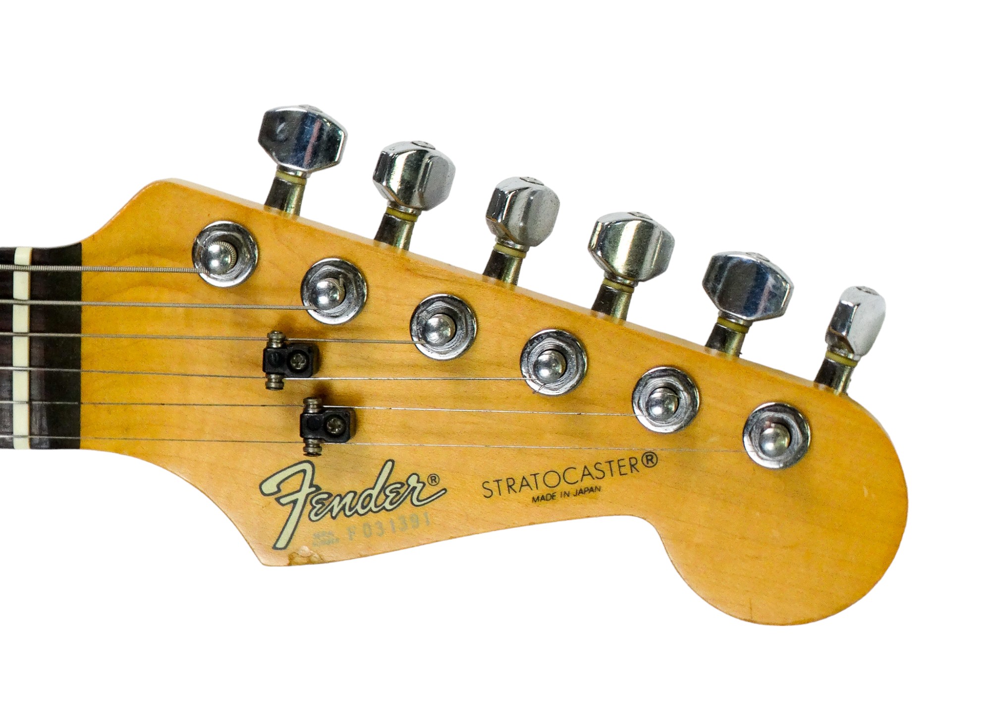 A Squires Stratocaster guitar made in Japan by Fender - with maple neck and rosewood fretboard, with - Image 5 of 10