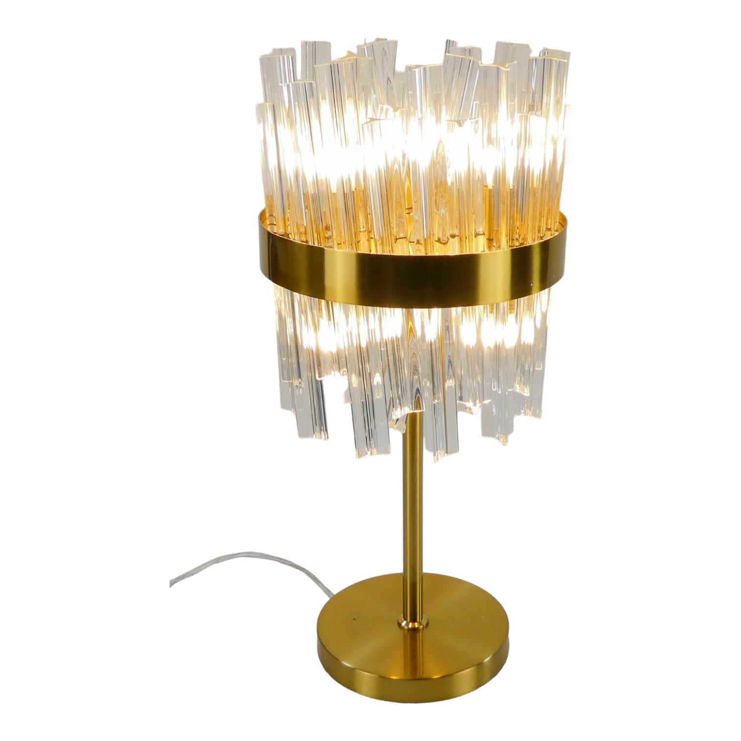 A pair of contemporary brass table lamps - the shade in the form of profiled clear acrylic shards, - Image 7 of 7