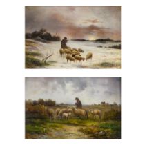 Herman SOLBRIG (Continental 19th/20th Century) Spring Pasture with Sheep Oil on panel Signed and