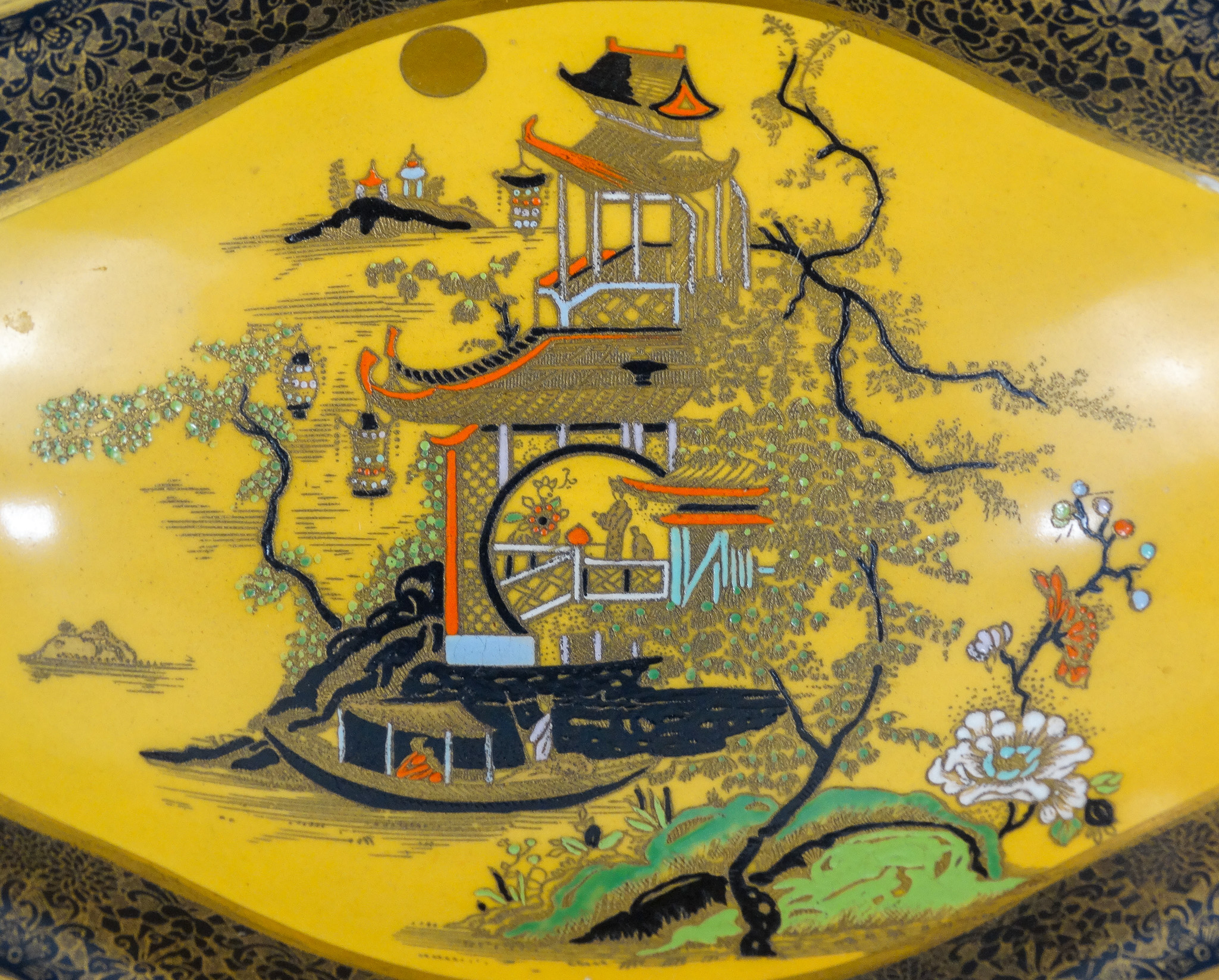 A Carlton Ware Chinoiserie pattern oval dish - with twin handles, width 33cm, together with - Image 6 of 9