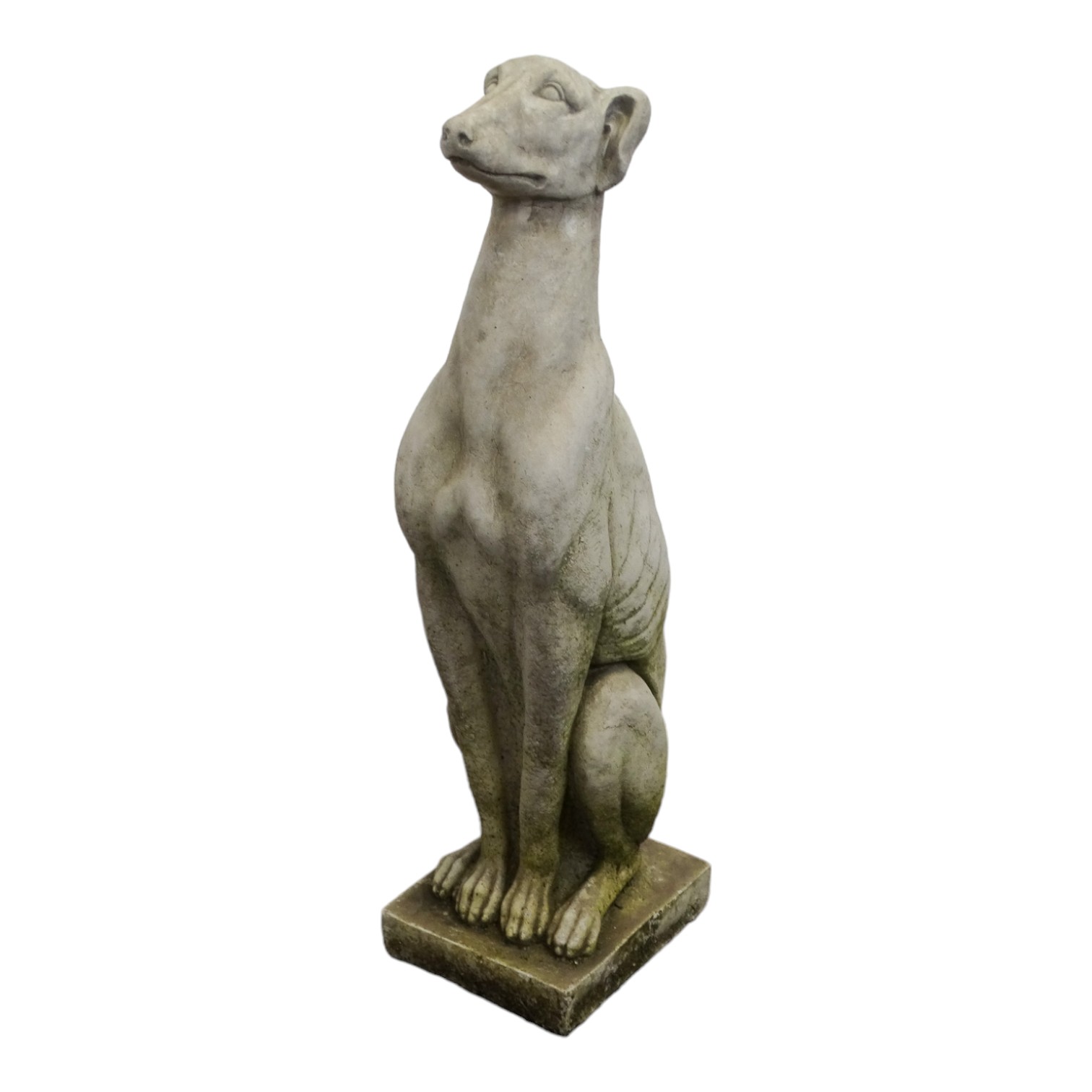 Pair of reconstituted stone dogs - seated alert pose, 55cm high - Image 2 of 10