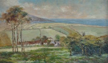 # Wilfred William THOMAS (British 1891-1982) Cornish Prospect with Village and Church Oil on