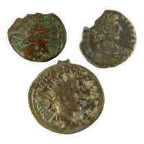 Three Roman coins - to include Valens, Gordian III double denarius etc.